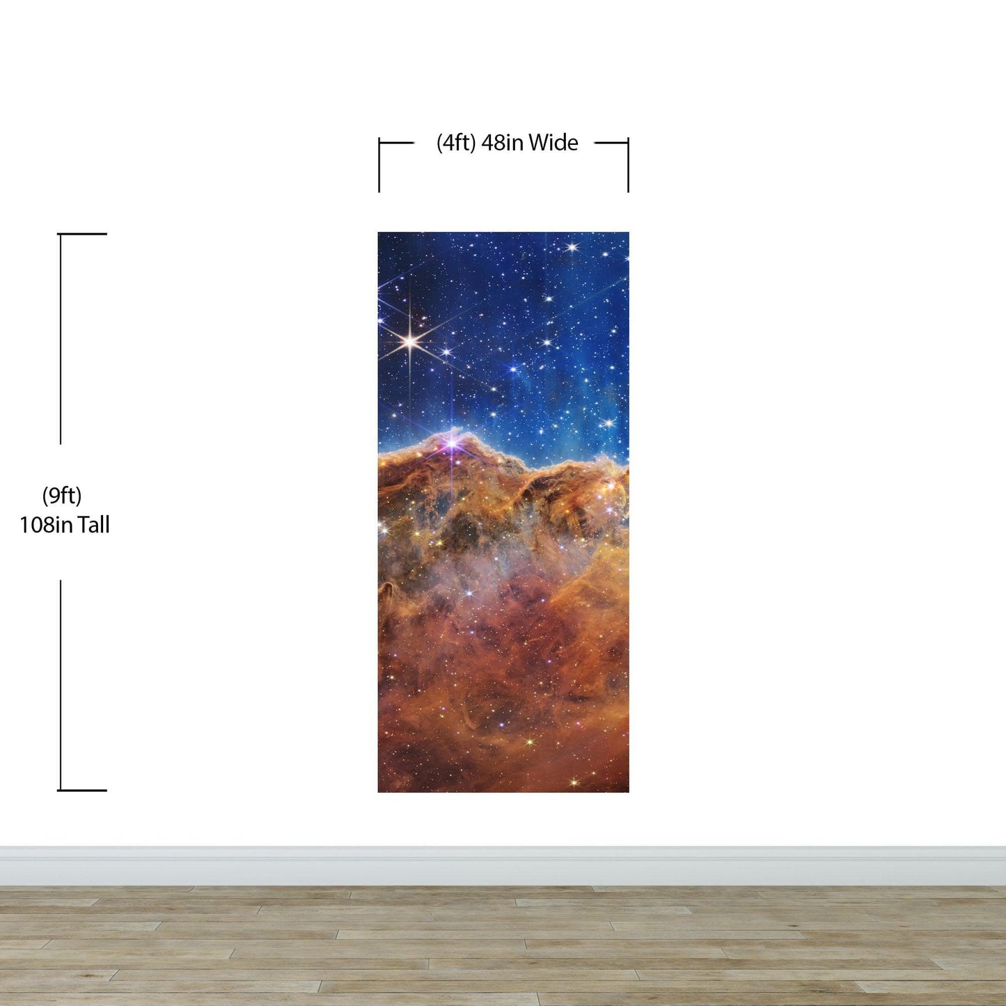 Cosmic Cliffs in the Carina Nebula Photo (NIRCam Image) from NASA, ESA, CSA, STScI. Galaxy Nebula Space Wall Mural | Peel and Stick Wallpaper.  #6421