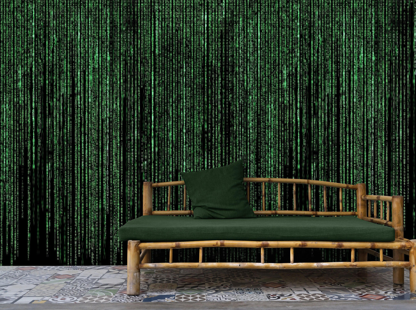 Computer Matrix Style Lines of Code Wall Mural. Science Fiction Decor. #6430