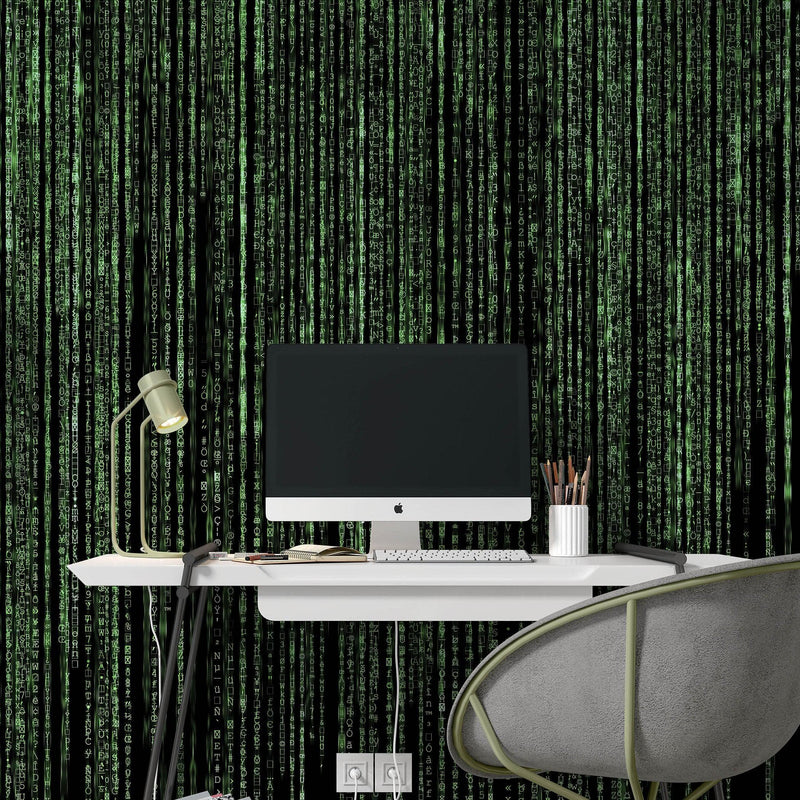 Computer Matrix Style Lines of Code Wall Mural. Science Fiction Decor. #6430, view 2