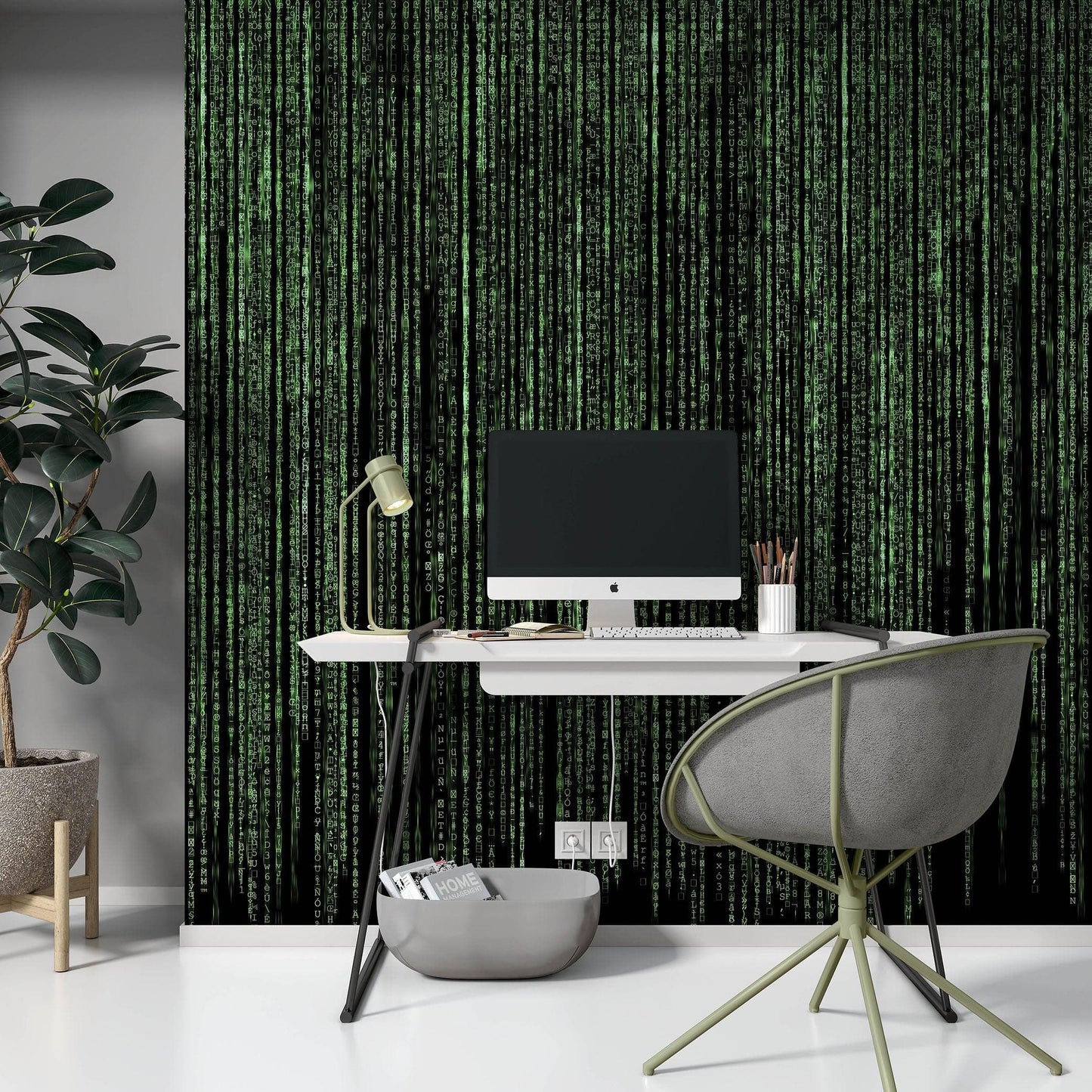 Computer Matrix Style Lines of Code Wall Mural. Science Fiction Decor. #6430