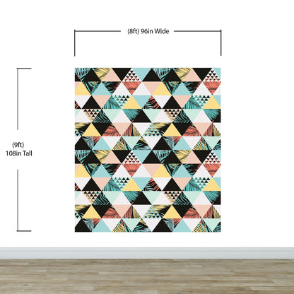 Triangle Geometric Abstract Palm Tree Leaves Pattern Wall Mural. #6431