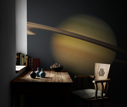 Rings of Saturn Wall Mural. Space theme peel and stick wallpaper. #6432