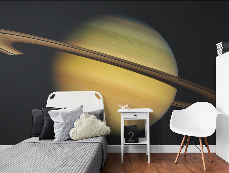 Rings of Saturn Wall Mural. Space theme peel and stick wallpaper. #6432, view 2
