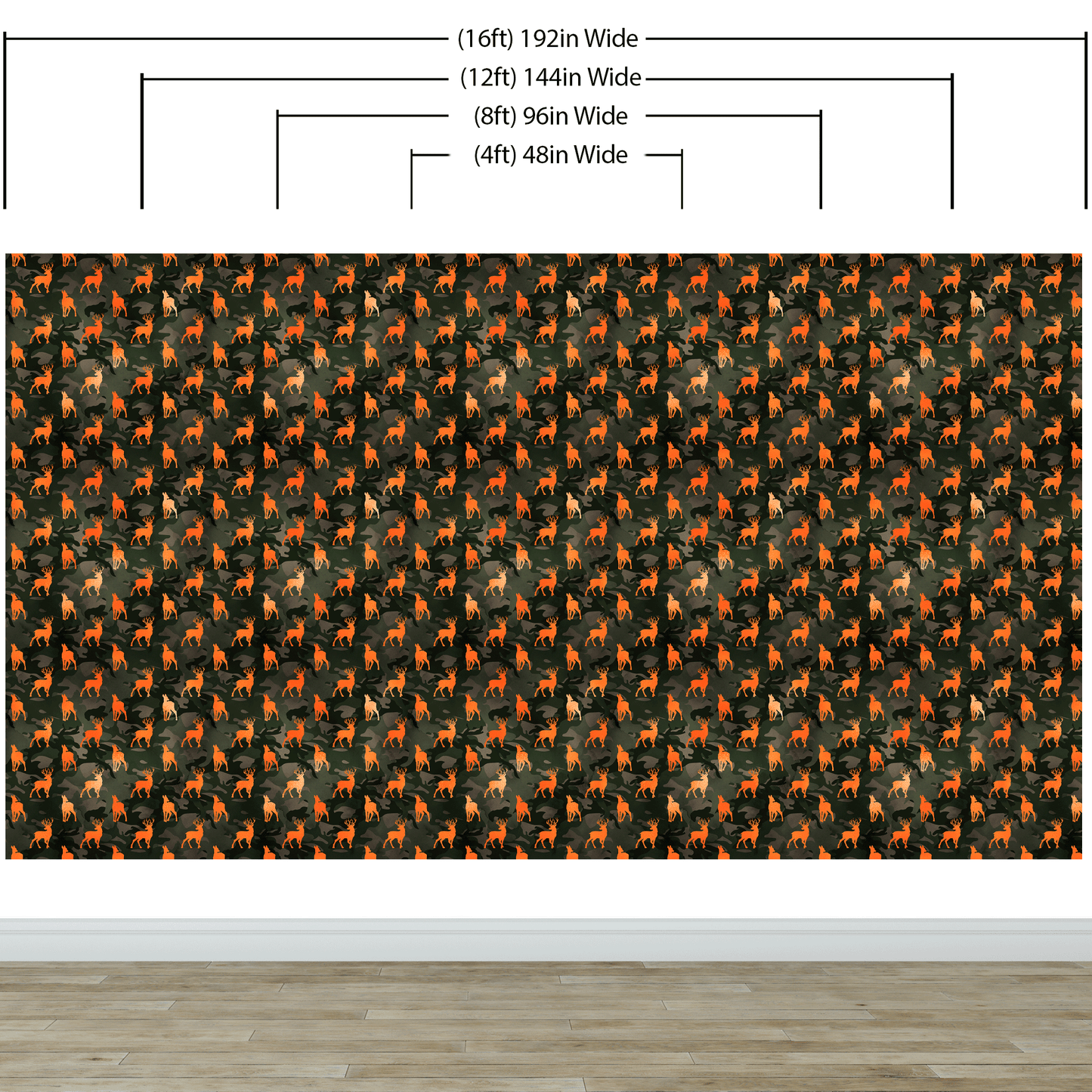 Deer Silhouette Camouflage Wall Mural. Military Theme / Hunter Home Decor. Peel and Stick Wallpaper. #6436