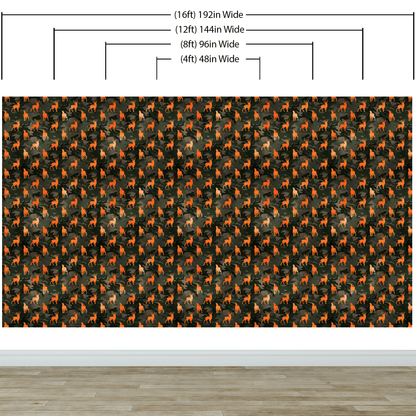 Deer Silhouette Camouflage Wall Mural. Military Theme / Hunter Home Decor. Peel and Stick Wallpaper. #6436