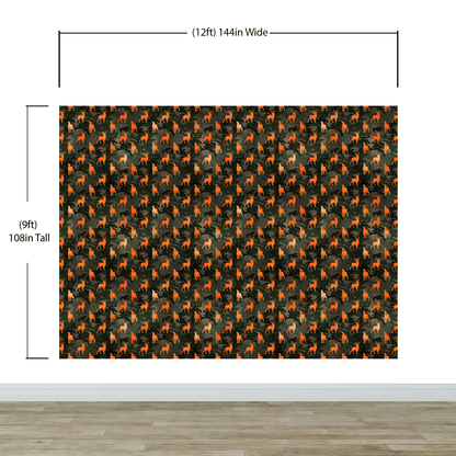 Deer Silhouette Camouflage Wall Mural. Military Theme / Hunter Home Decor. Peel and Stick Wallpaper. #6436