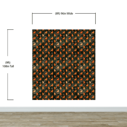 Deer Silhouette Camouflage Wall Mural. Military Theme / Hunter Home Decor. Peel and Stick Wallpaper. #6436