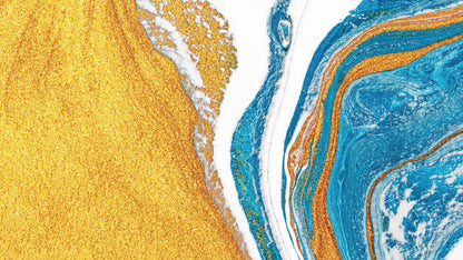 Abstract Bright Color Ink Splotch Pattern Wall Mural. Gold, White and Blue. #6439