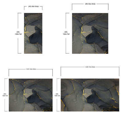 Abstract Black and Gold Agate Marble Stone Pattern Wall Mural. Removable Peel and Stick Wallpaper. #6454