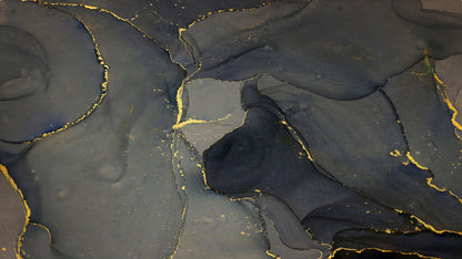 Abstract Black and Gold Agate Marble Stone Pattern Wall Mural. Removable Peel and Stick Wallpaper. #6454