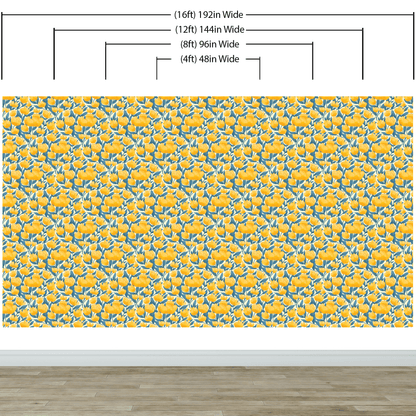 Yellow Floral Flower Background Pattern Wall Mural. #6456