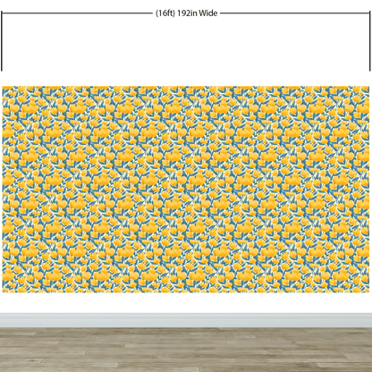 Yellow Floral Flower Background Pattern Wall Mural. #6456