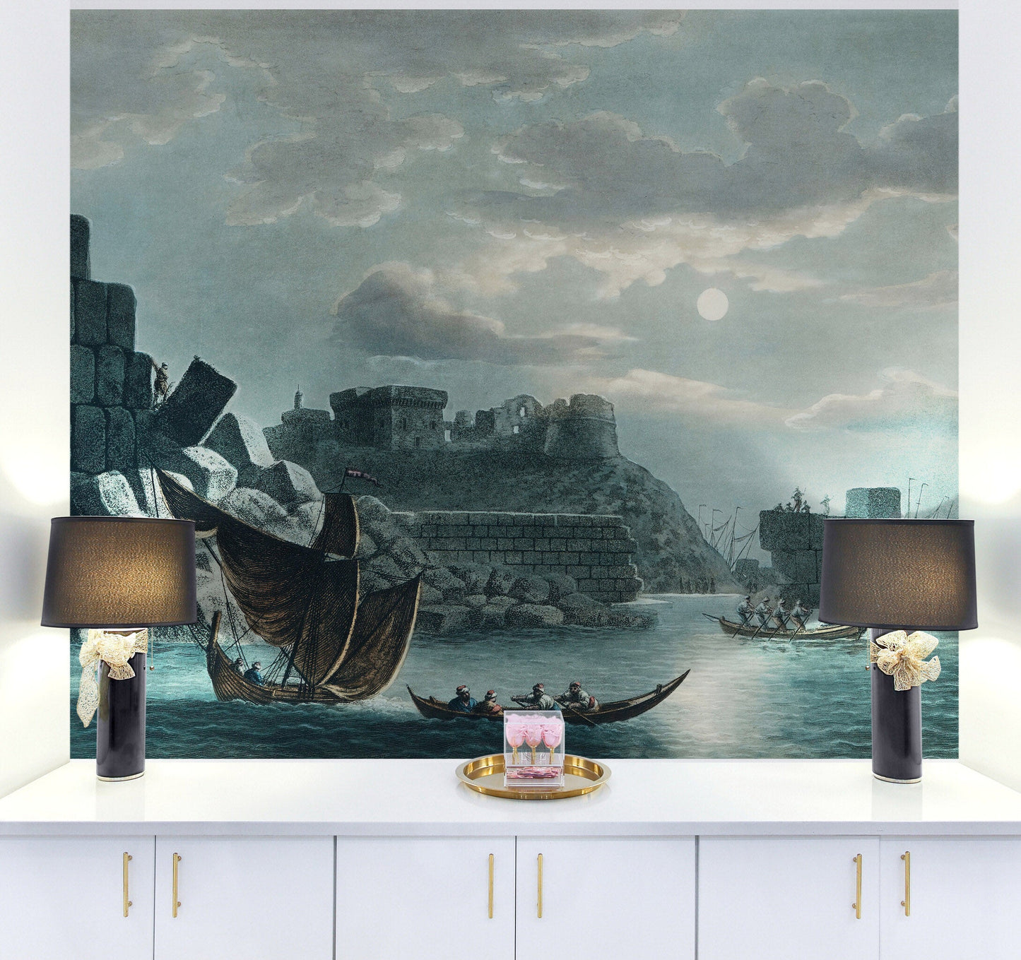 The Island of Tortosa from Views in the Ottoman Dominions Illustration Wall Mural. Sailing through the Mediterranean Islands. #6457