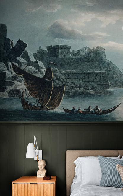 The Island of Tortosa from Views in the Ottoman Dominions Illustration Wall Mural. Sailing through the Mediterranean Islands. #6457