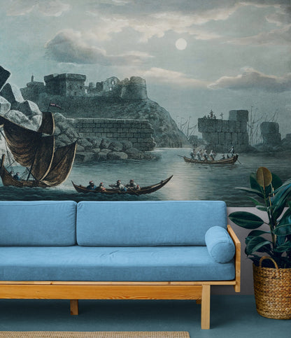 The Island of Tortosa from Views in the Ottoman Dominions Illustration Wall Mural. Sailing through the Mediterranean Islands. #6457