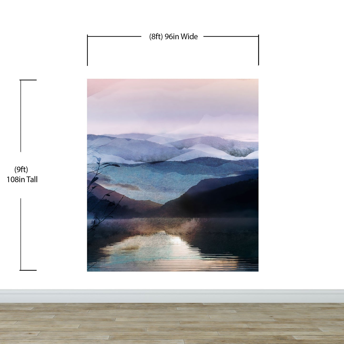 Watercolor Painting of Mountain View Retreat Wall Mural. #6464