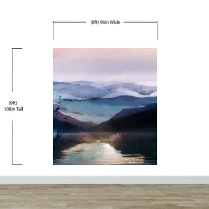 Watercolor Painting of Mountain View Retreat Wall Mural. #6464