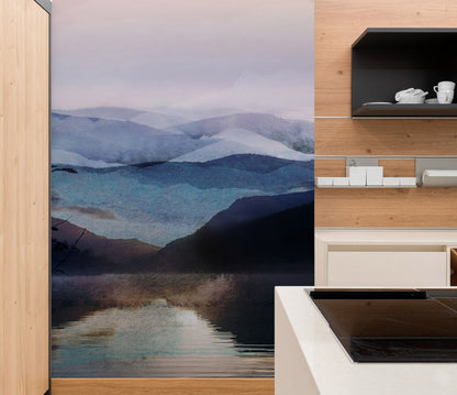 Watercolor Painting of Mountain View Retreat Wall Mural. #6464