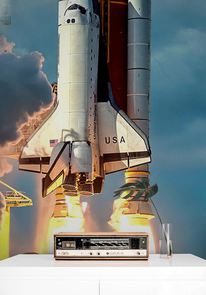 Space Shuttle Wall Mural Wallpaper. NASA Theme Wall Decor. #6470