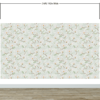 White Magnolia Wall Mural Peel and Stick Wallpaper. #6477