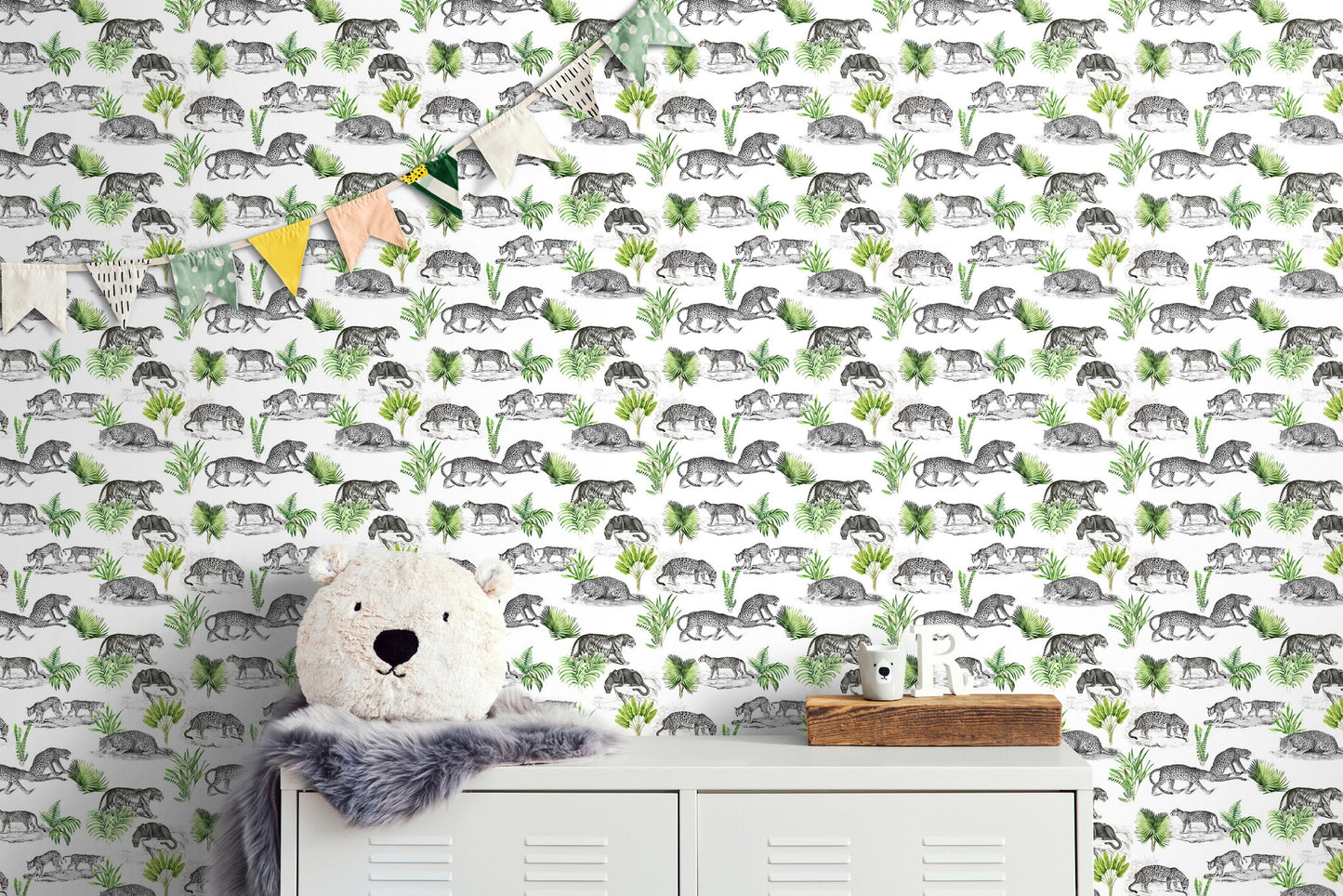 Tiger and Leopard Wallpaper Pattern. Safari Animal Print Wall Mural. #6478