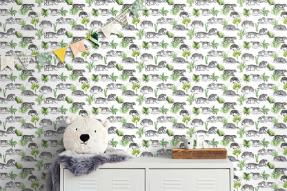 Tiger and Leopard Wallpaper Pattern. Safari Animal Print Wall Mural. #6478