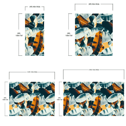 Tropical Leaves Foliage Abstract Wall Mural. Dark Color Patterns. #6479