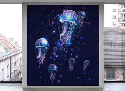 Jellyfish Wallpaper. Underwater Ocean Scene Wall Mural. #6480