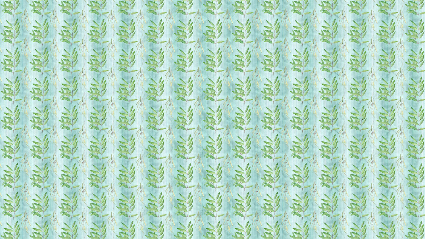 Eucalyptus Wallpaper. Farmhouse Decor Peel and Stick Wall Mural. Blue and Green Colors. #6482