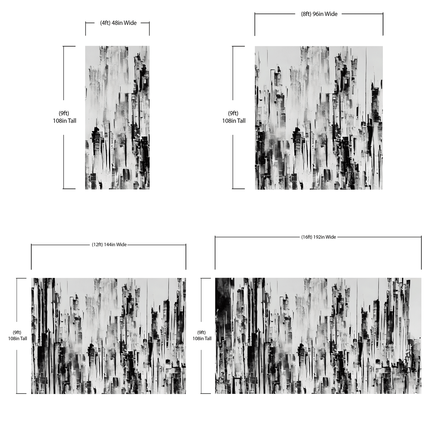 Black and Gray Urban City Wall Mural. Cyber Punk Cityscape. Minimalist Abstract Building Architect Wallpaper. #6487