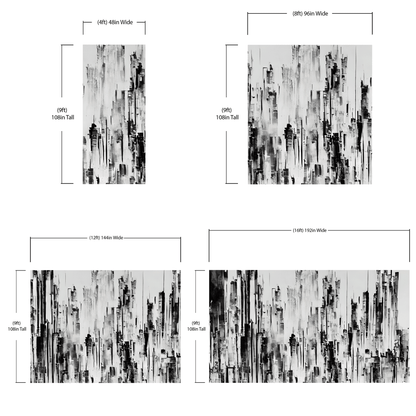 Black and Gray Urban City Wall Mural. Cyber Punk Cityscape. Minimalist Abstract Building Architect Wallpaper. #6487