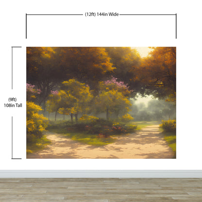 Vintage Trees in Park Wallpaper. Peel and Stick Wall Mural. #6496