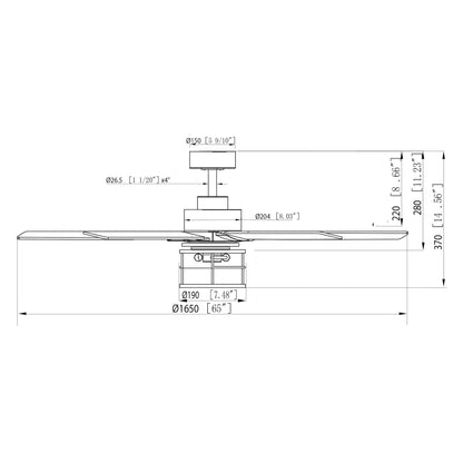 65" Modern DC Motor Downrod Mount Reversible Ceiling Fan With Lighting And Remote Control