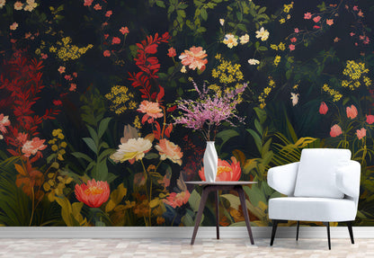 Chinoiserie Flowers Wallpaper. Asian Wall Art Mural #6517