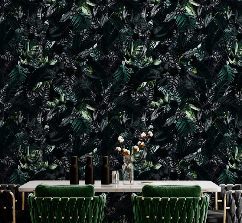Tropical Leaves In a Dark Jungle Background Wallpaper #6536, view 2