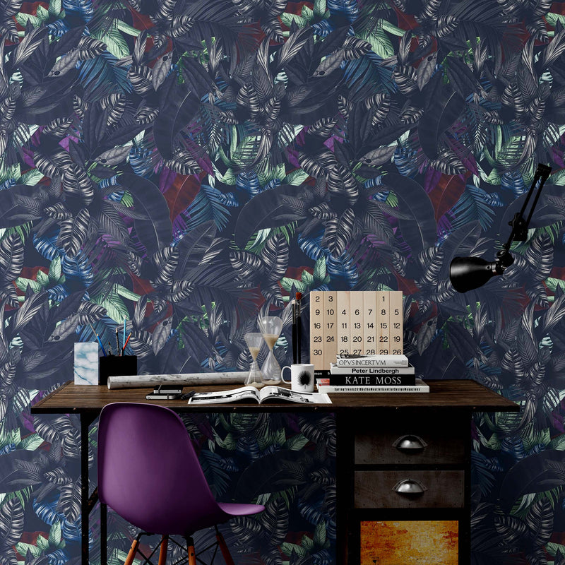 Pastel Color Tropical Leaves In a Dark Jungle Background Wallpaper #6537, view 2