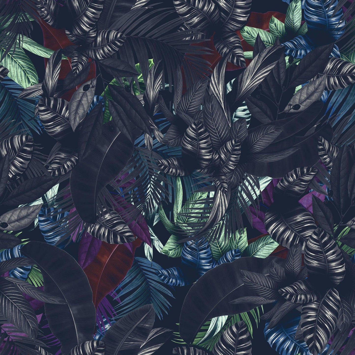 Pastel Color Tropical Leaves In a Dark Jungle Background Wallpaper #6537