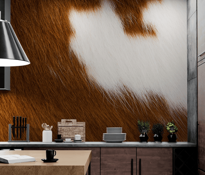 Country-Style Cowhide Wallpaper for Rustic Home Decor. #6541