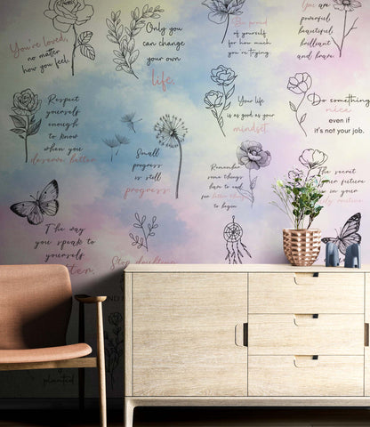 Affirmation Quote Wallpaper. Self Care Meditation Quote Bedroom Decor. #6545