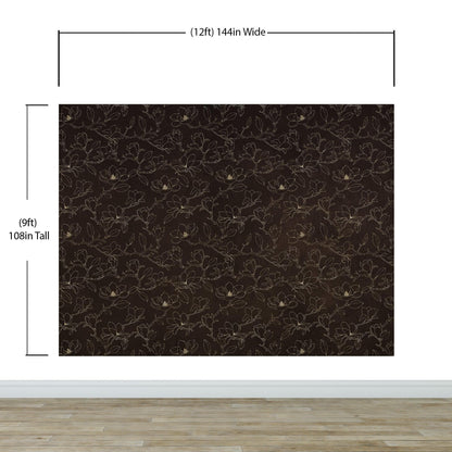 Dark Brown Wallpaper. Chinoiserie Flower Pattern Wallpaper. #6557