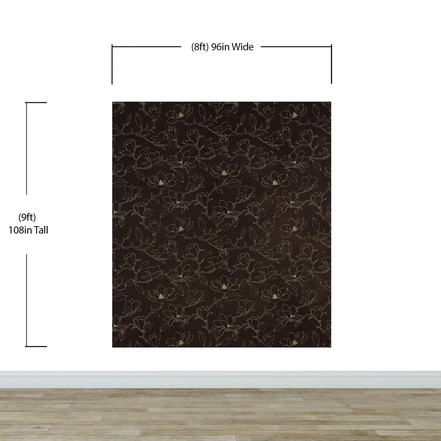 Dark Brown Wallpaper. Chinoiserie Flower Pattern Wallpaper. #6557