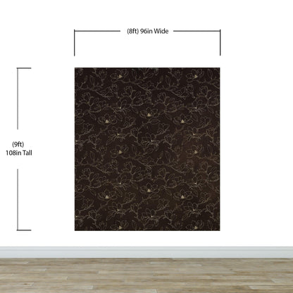 Dark Brown Wallpaper. Chinoiserie Flower Pattern Wallpaper. #6557