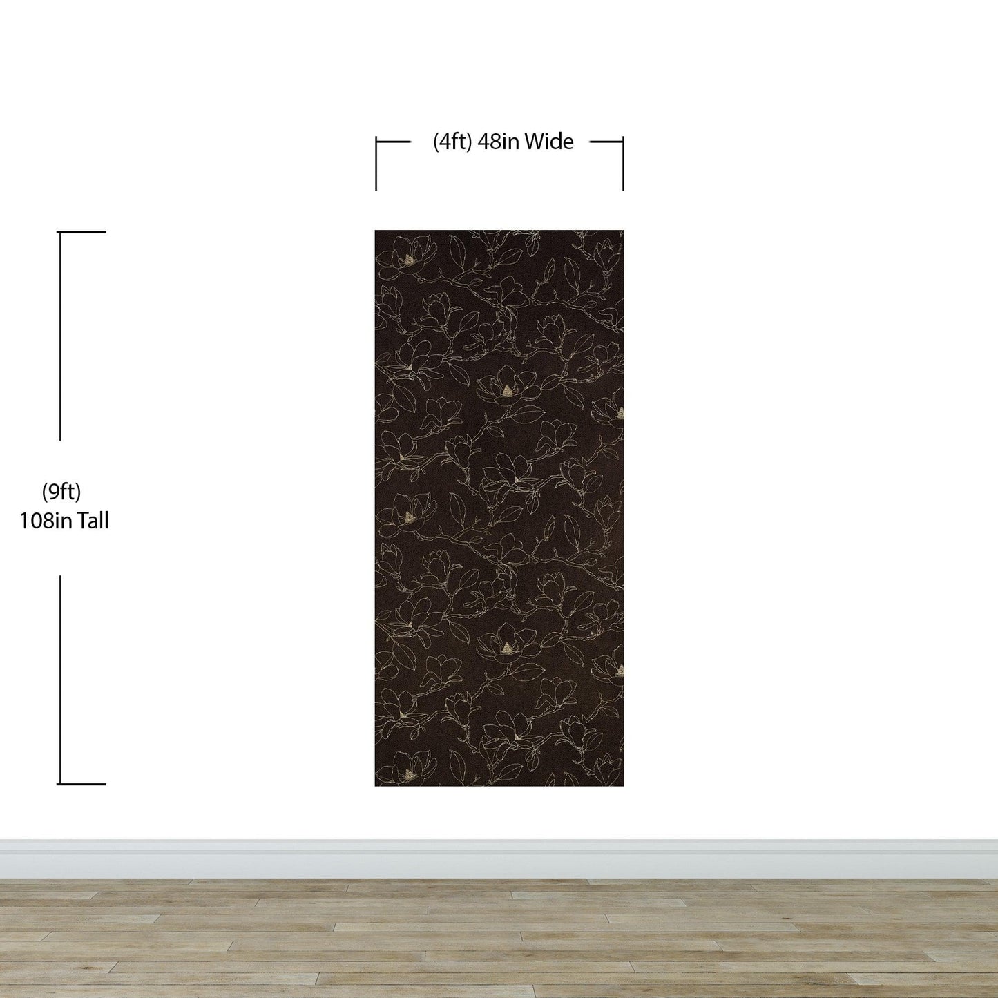 Dark Brown Wallpaper. Chinoiserie Flower Pattern Wallpaper. #6557