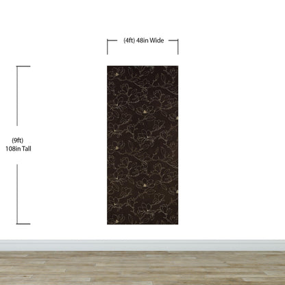 Dark Brown Wallpaper. Chinoiserie Flower Pattern Wallpaper. #6557