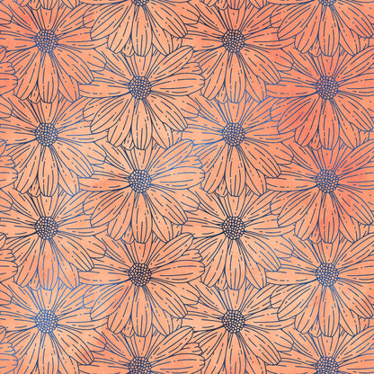 Flower Wallpaper - Botanical Wallpaper - Wildflower Nature Pattern - Floral Peel and Stick Wall Mural. Peach Color Blossom Flower Mural. #6559