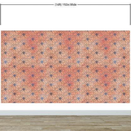 Flower Wallpaper - Botanical Wallpaper - Wildflower Nature Pattern - Floral Peel and Stick Wall Mural. Peach Color Blossom Flower Mural. #6559