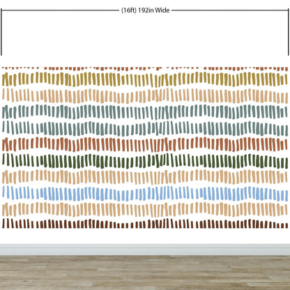 Minimalist Boho Wallpaper Peel and Stick Mural. Pastel Color Brush Strokes Stripes Pattern Design. #6568