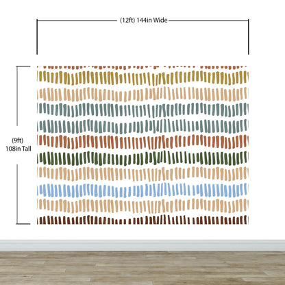 Minimalist Boho Wallpaper Peel and Stick Mural. Pastel Color Brush Strokes Stripes Pattern Design. #6568