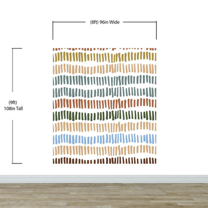Minimalist Boho Wallpaper Peel and Stick Mural. Pastel Color Brush Strokes Stripes Pattern Design. #6568