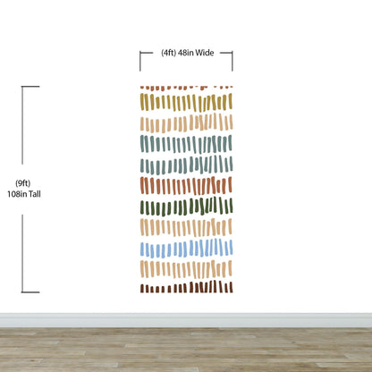 Minimalist Boho Wallpaper Peel and Stick Mural. Pastel Color Brush Strokes Stripes Pattern Design. #6568